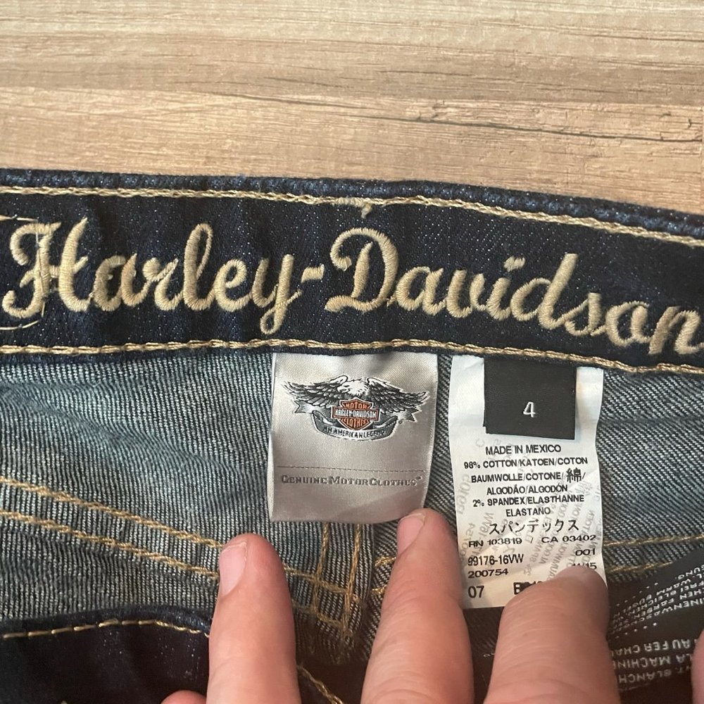 Vintage Women's Harley Davidson Denim Jeans Sz 4 - Picture 6 of 12
